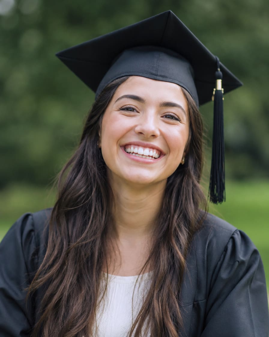 A graduate smiling, having followed a course match into third level